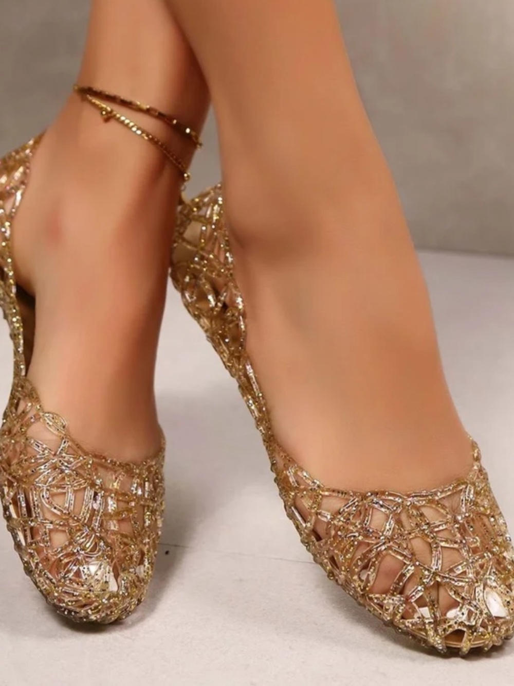 Vivienne Westwood Melissa ANGLOMANIA Glittering Gold Jelly Sandals